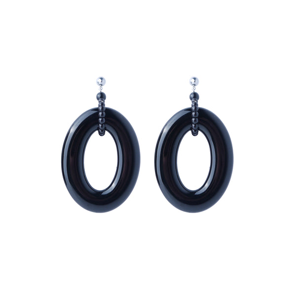 Black hoop statement earrings