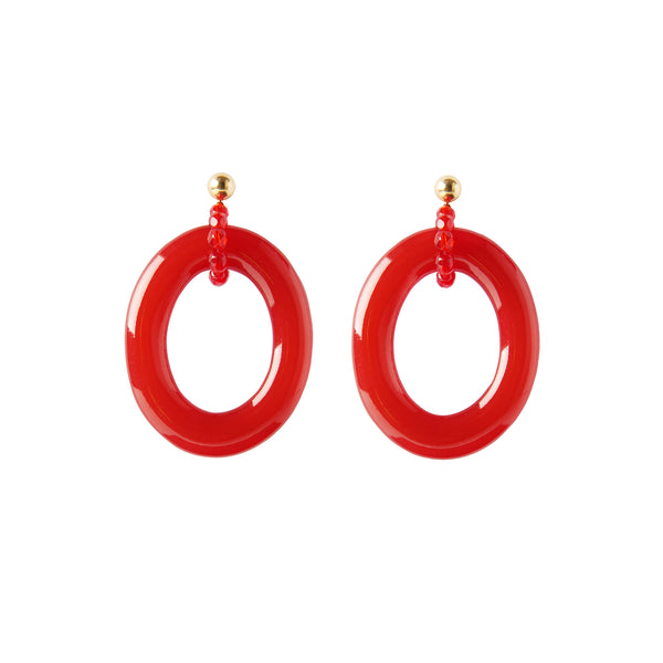 Red statement hoop earrings