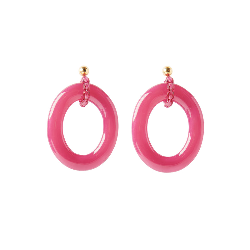 Pink magenta statement hoop earrings