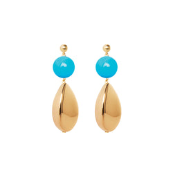Blue gold statement earrings