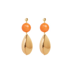orange and gold drop statement earrings 