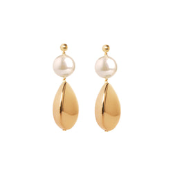 Pearl gold drop statement earrings