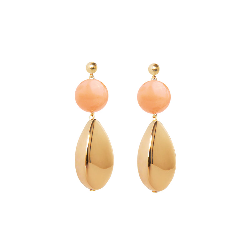 Pink burl gold statement earrings