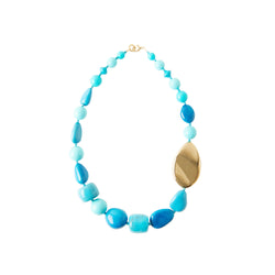 Blue turquoise gold statement necklace