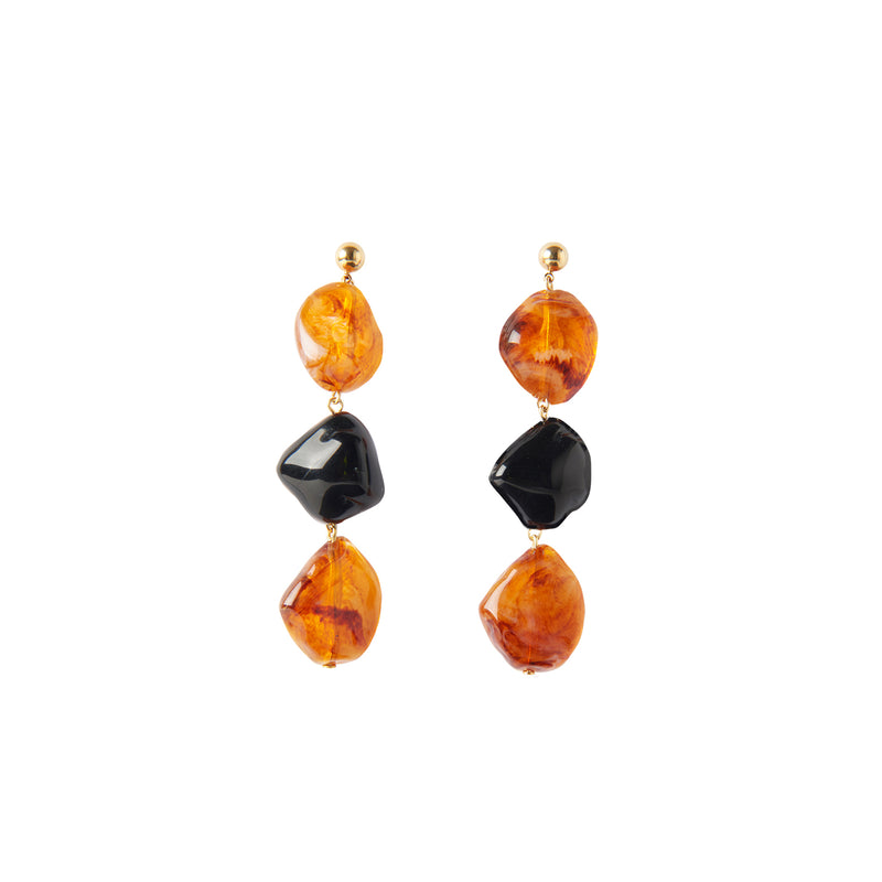 Amber black statement earrings