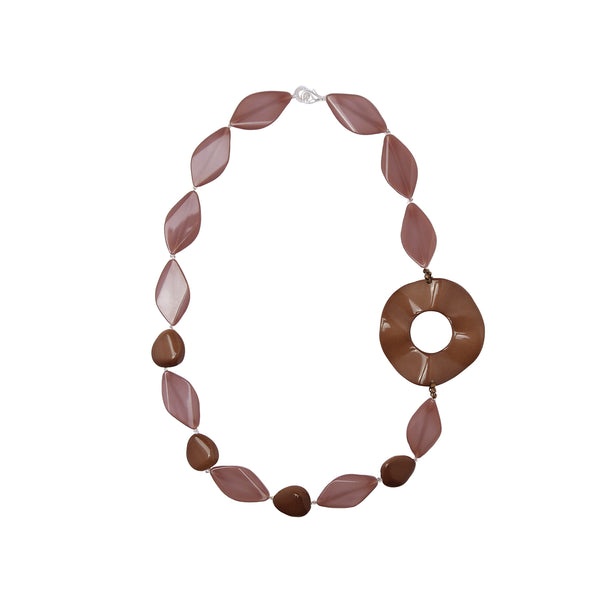 Beige brown statement necklace