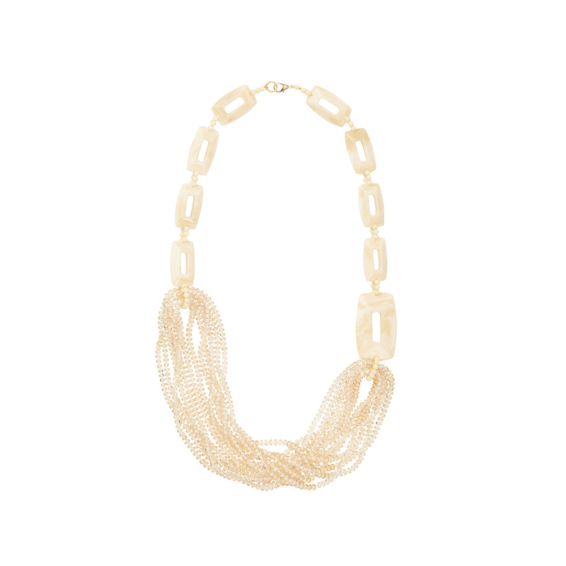 Ivory cream long crystal statement necklace