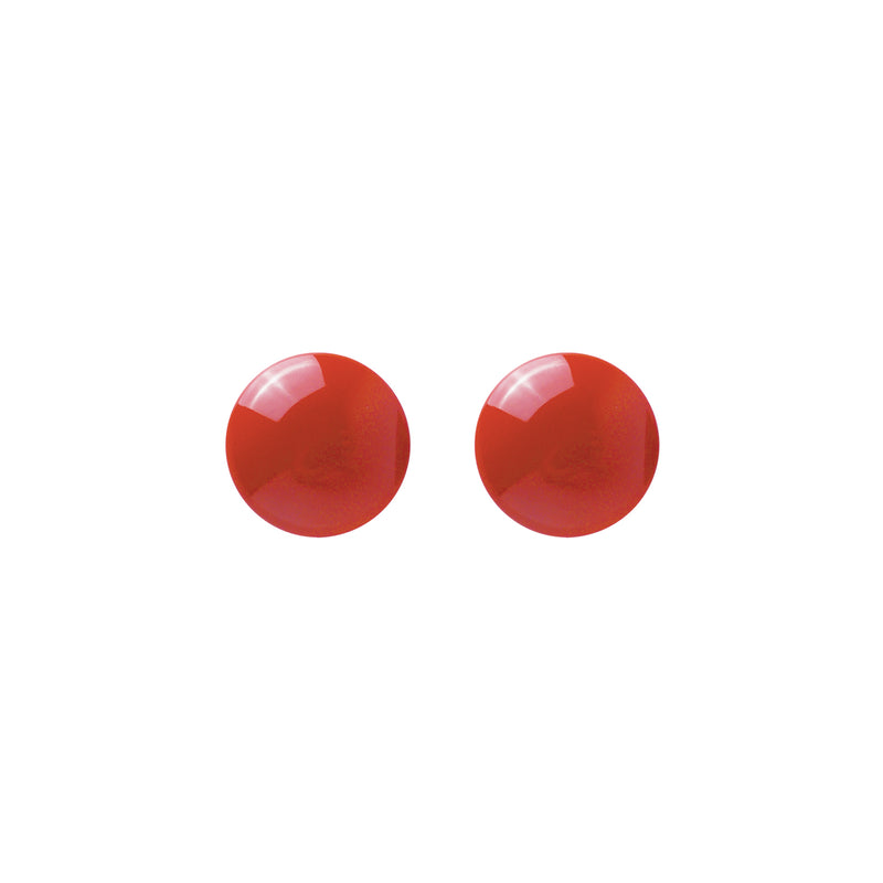 Red clip on button statement earrings 