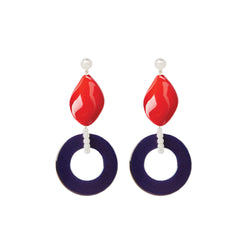 White red blue statement hoops