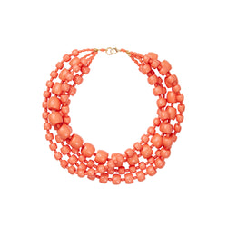 Orange coral multi layer torchon statement necklace