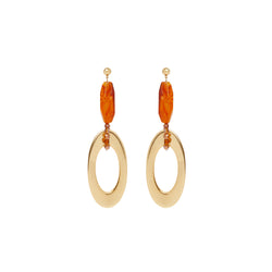 Gold amber drop statement earrings