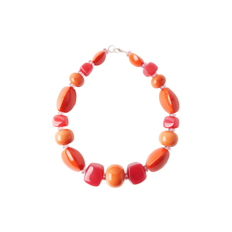 Pink orange red statement necklace