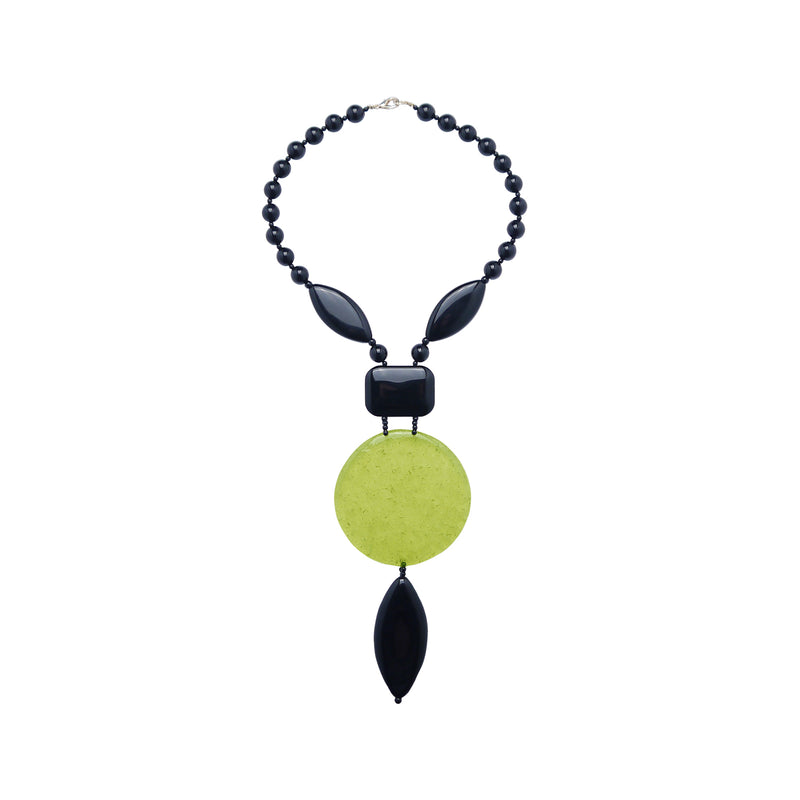 ZOWX32] Twin Leaf Black Statement Necklace - Zola India - A piece of Earth